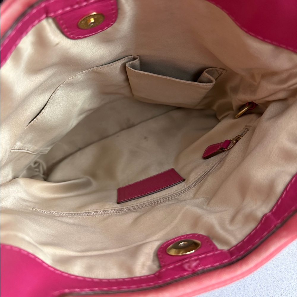 Coach Coral and Pink Leather Tote - Picture 5 of 10